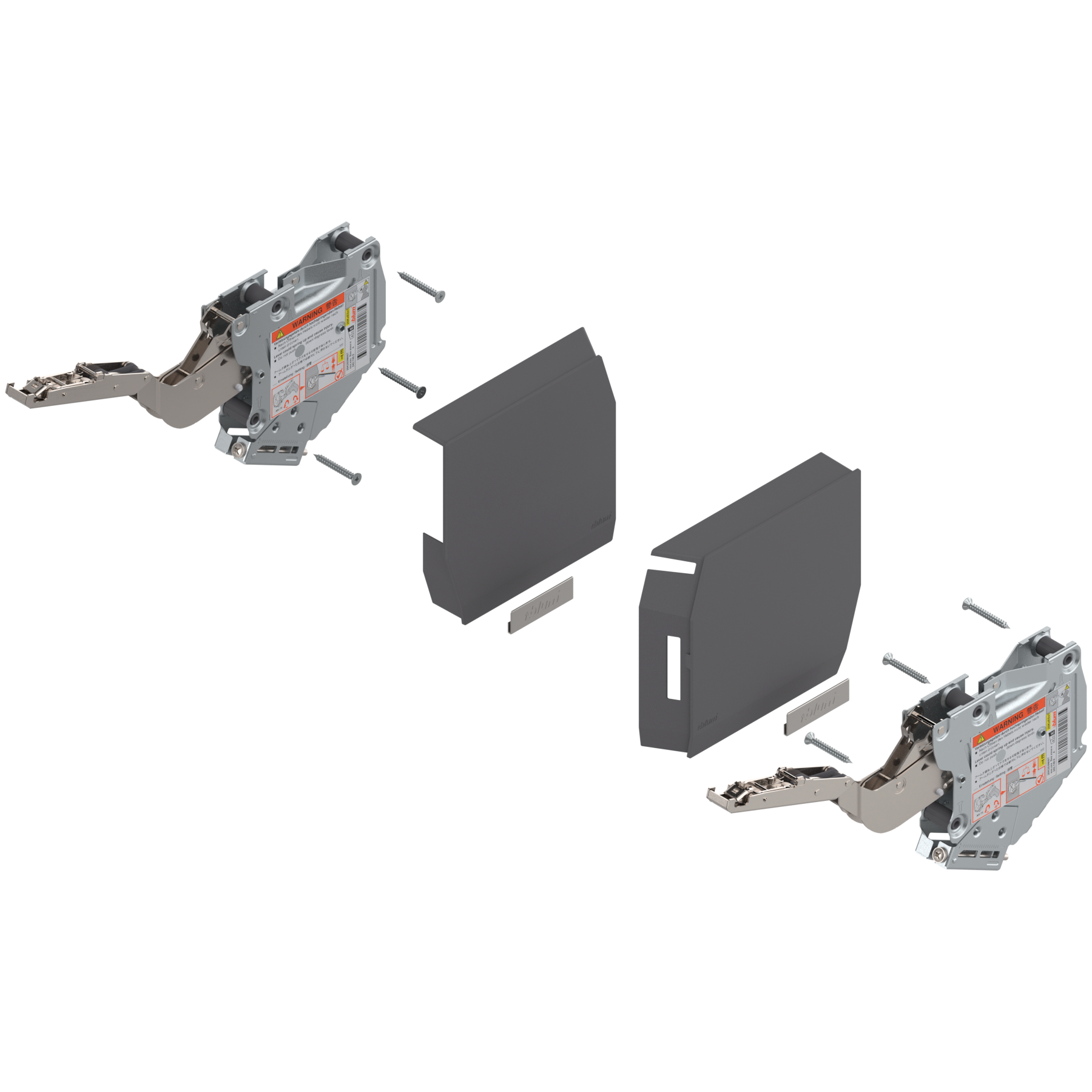 AVENTOS HK-S do małych frontów uchylnych, siłownik (Zestaw), współczynnik mocy=960-2215 przy 2 szt., do TIP-ON, ciemnoszary/inox