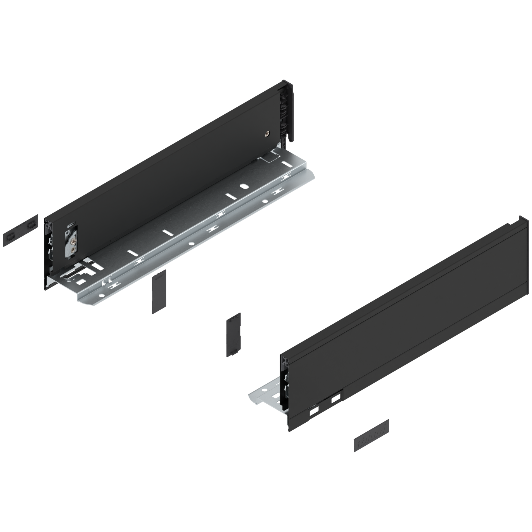 Bok szuflady LEGRABOX, wysokość M (90.5 mm), dł.=350 mm, lewy/prawy, do LEGRABOX pure, czarny mat