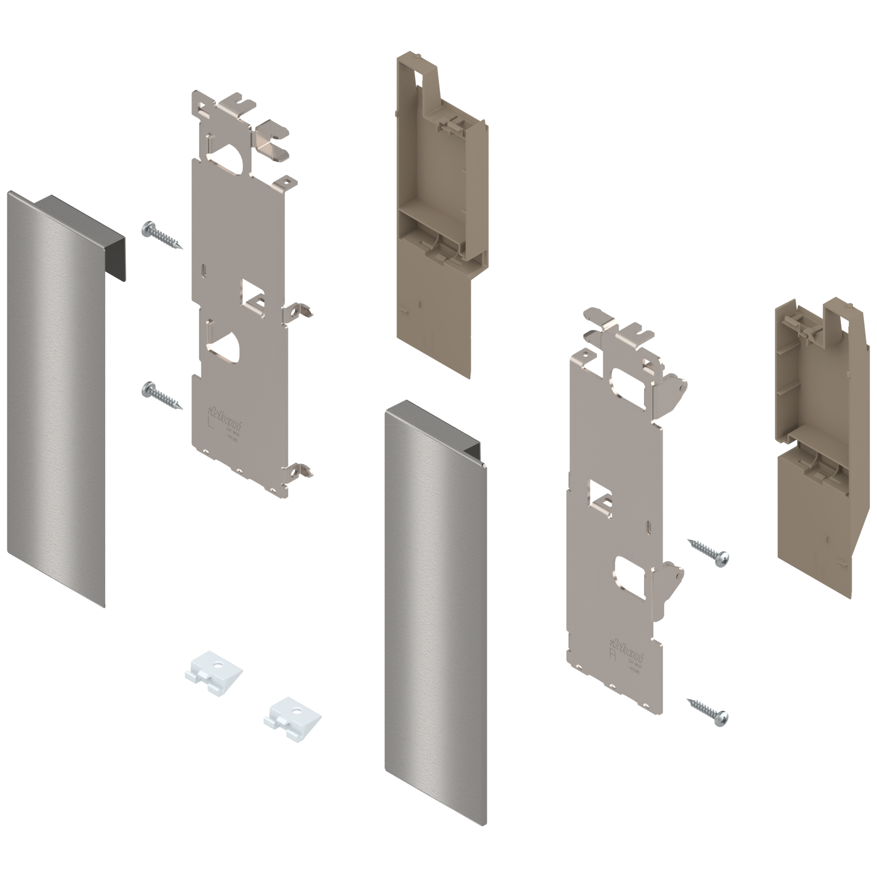 Mocowanie frontu LEGRABOX , wys. C, do szuflady wewnętrznej z relingiem, lewe/prawe, do LEGRABOX pure, inox-szczotk.-lakier.