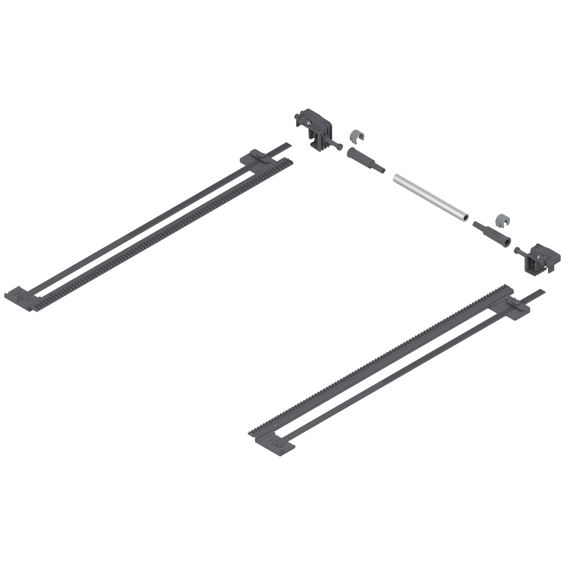 TANDEM Stabilizacja boczna, dł.=410 mm, KB=1400 mm, Częściowy wysuw, do przycięcia, R7037 ciemnoszara
