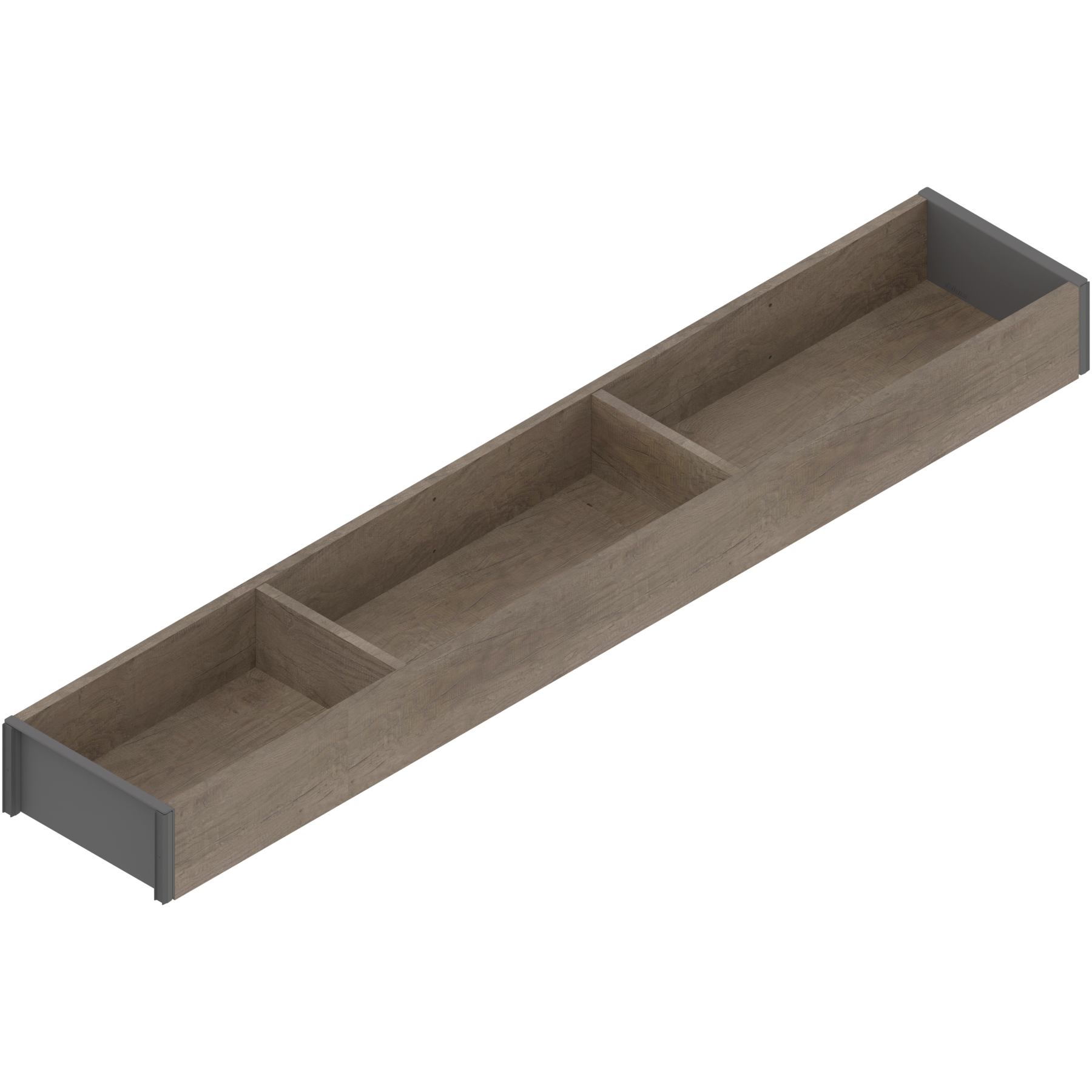 AMBIA-LINE  ramki do szuflady standardowej, do LEGRABOX/MERIVOBOX, w opcji drewnopodobnej, dł.=600 mm, szerokość=100 mm, Dąb Nebraska/szary