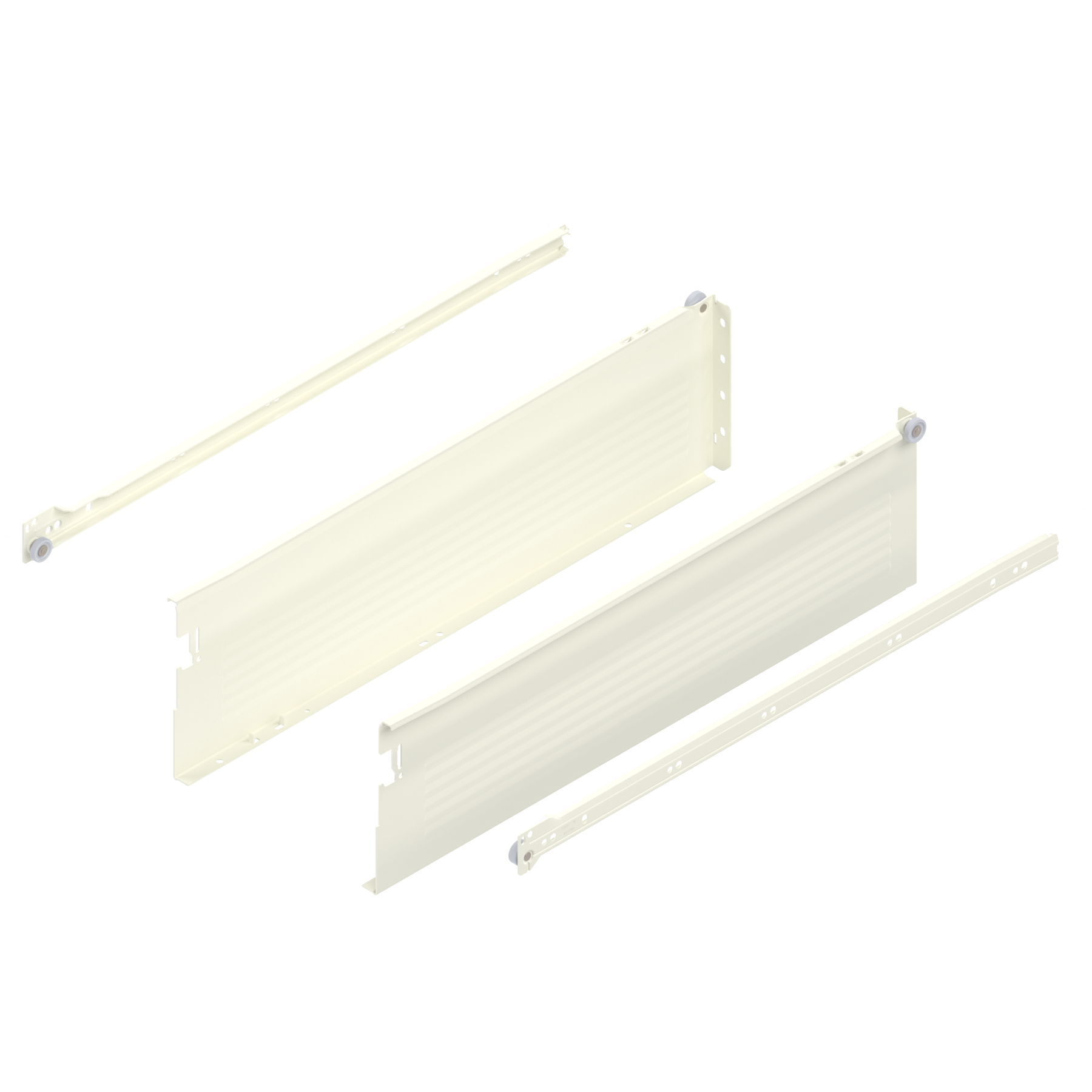 METABOX bok H (150 mm), Częściowy wysuw, 25 kg, dł.=550 mm, wersja na wcisk, lewy/prawy, R9001 kremowo-biała