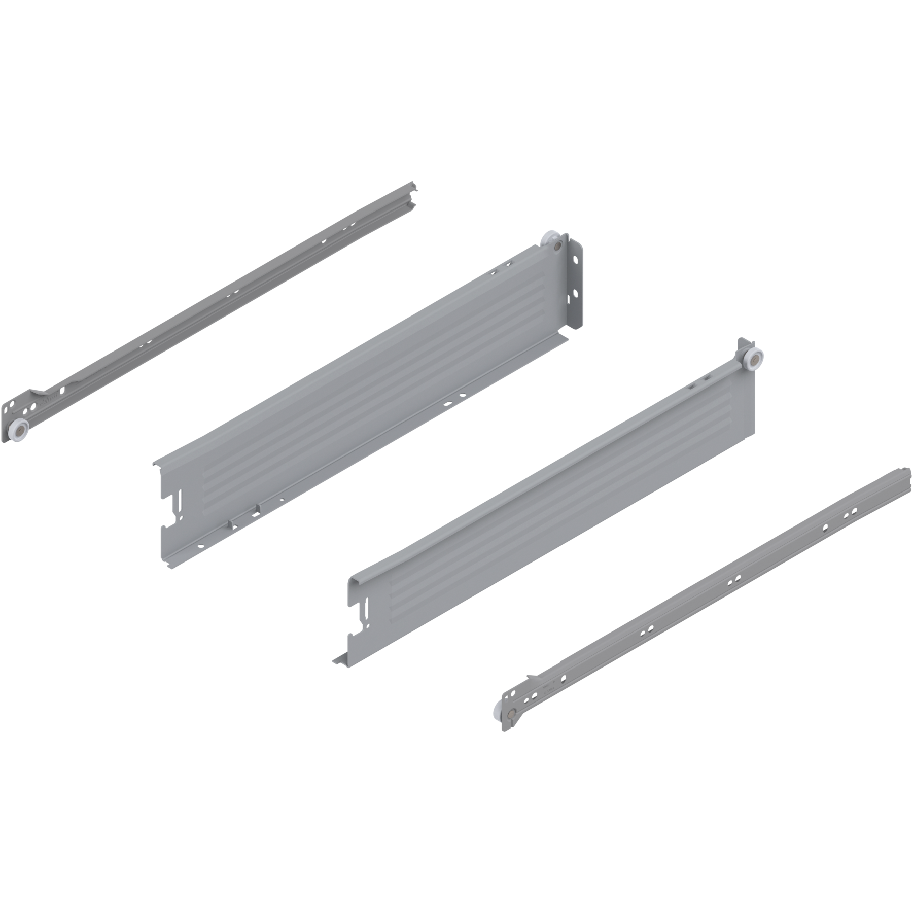 METABOX bok M (86 mm), Częściowy wysuw, 25 kg, dł.=450 mm, wersja na wcisk, lewy/prawy, R7004 szara