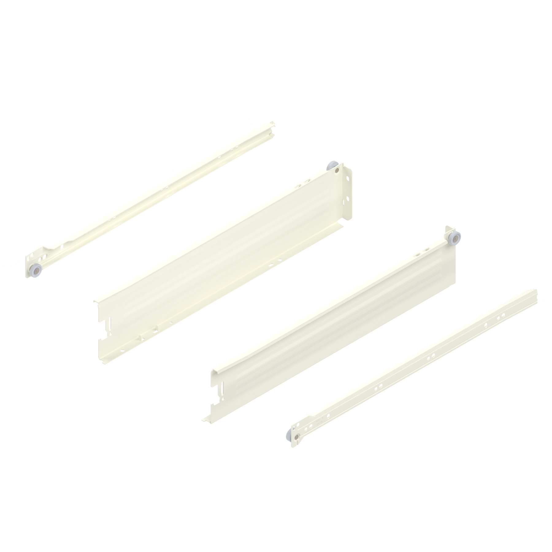 METABOX bok M (86 mm), Częściowy wysuw, 25 kg, dł.=450 mm, wersja na wcisk, lewy/prawy, R9001 kremowo-biała