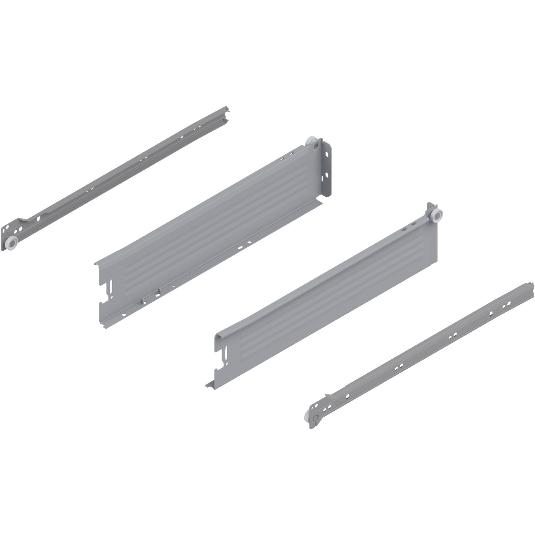 METABOX bok M (86 mm), Częściowy wysuw, 25 kg, dł.=400 mm, wersja na wcisk, lewy/prawy, R7004 szara