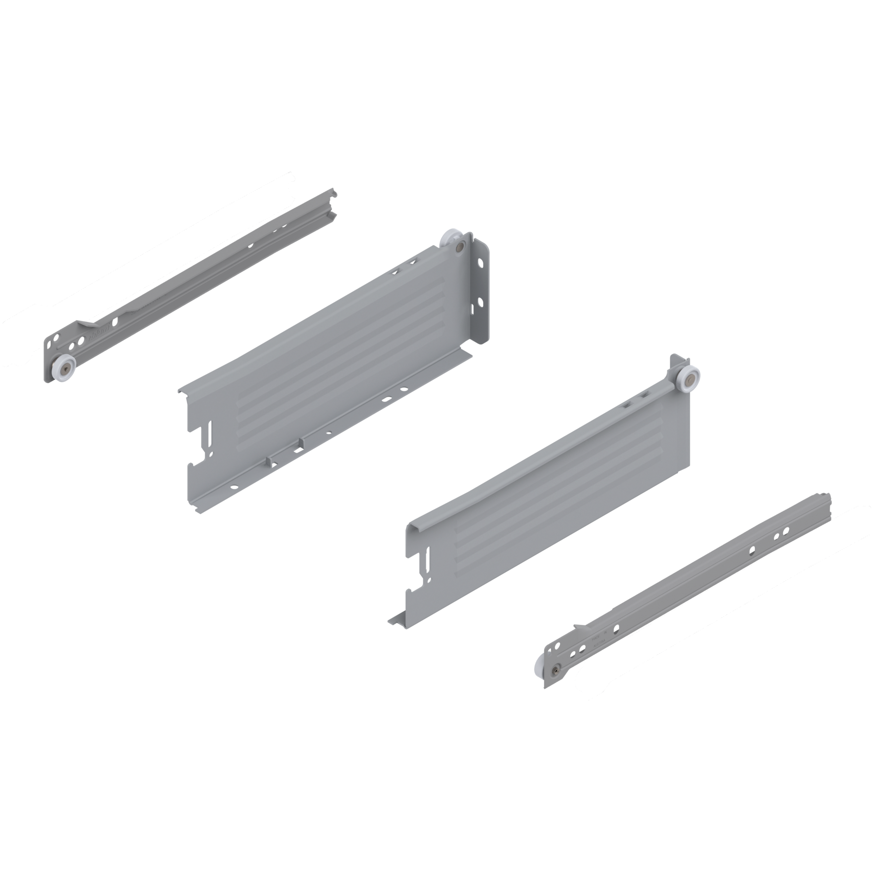 METABOX bok M (86 mm), Częściowy wysuw, 25 kg, dł.=270 mm, wersja na wcisk, lewy/prawy, R7004 szara