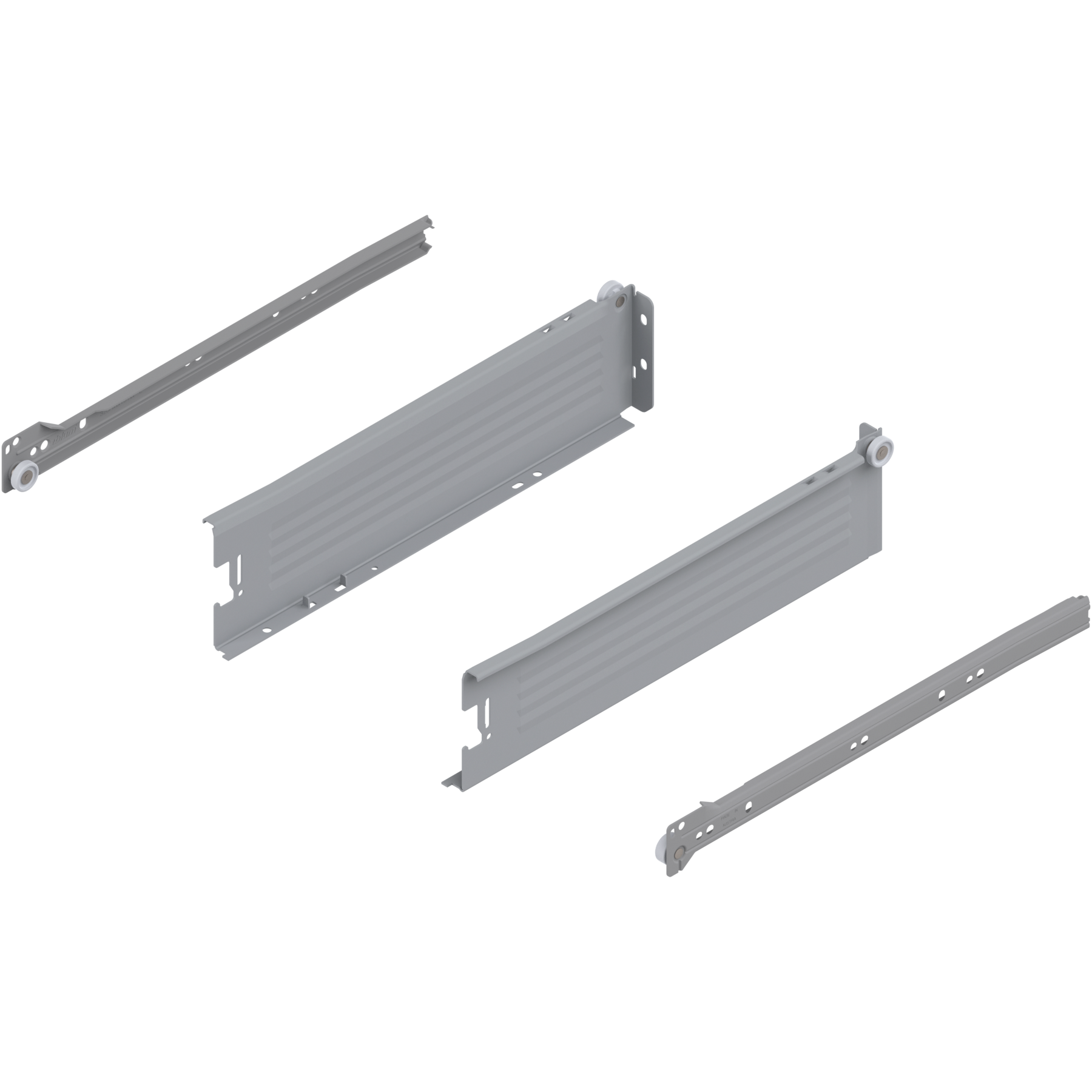 METABOX bok M (86 mm), Częściowy wysuw, 25 kg, dł.=350 mm, wersja na wcisk, lewy/prawy, R7004 szara