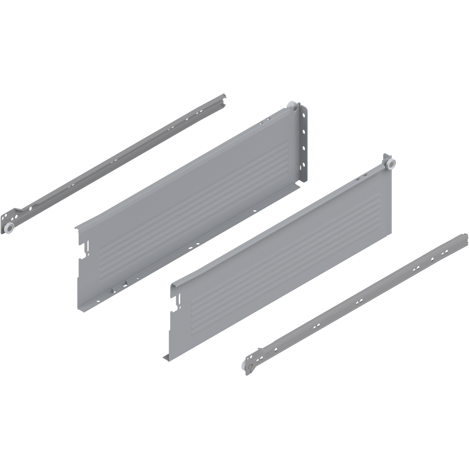 METABOX bok H (150 mm), Częściowy wysuw, 25 kg, dł.=500 mm, wersja na wcisk, lewy/prawy, R7004 szara