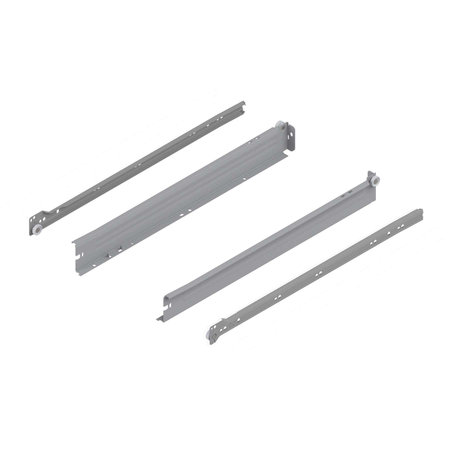 METABOX bok N (54 mm), Częściowy wysuw, 25 kg, dł.=500 mm, wersja na wcisk, lewy/prawy, R7004 szara
