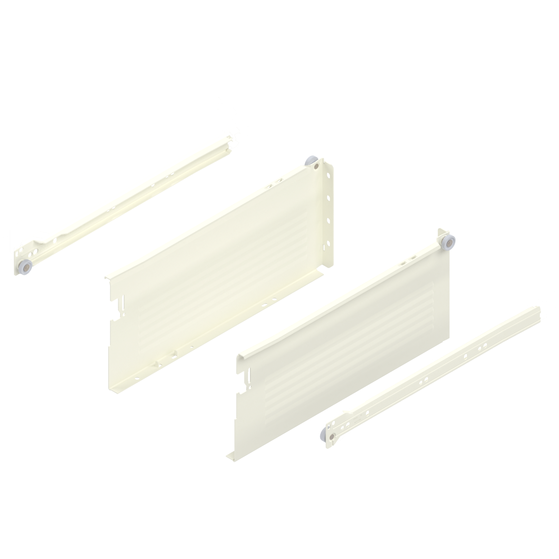 METABOX bok H (150 mm), Częściowy wysuw, 25 kg, dł.=350 mm, wersja na wcisk, lewy/prawy, R9001 kremowo-biała
