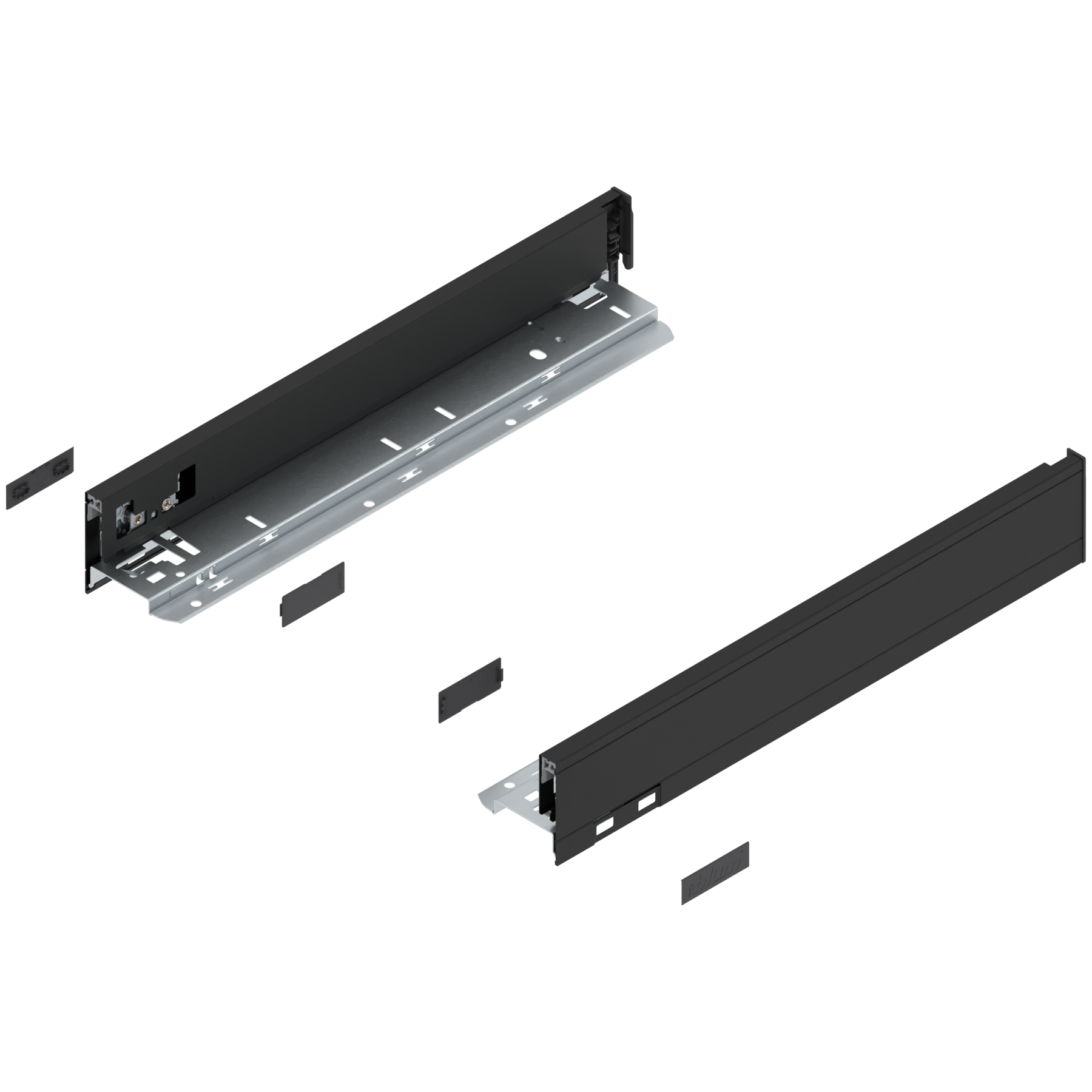 Bok szuflady LEGRABOX, wysokość N (66.5 mm), dł.=400 mm, lewy/prawy, do LEGRABOX pure, czarny mat