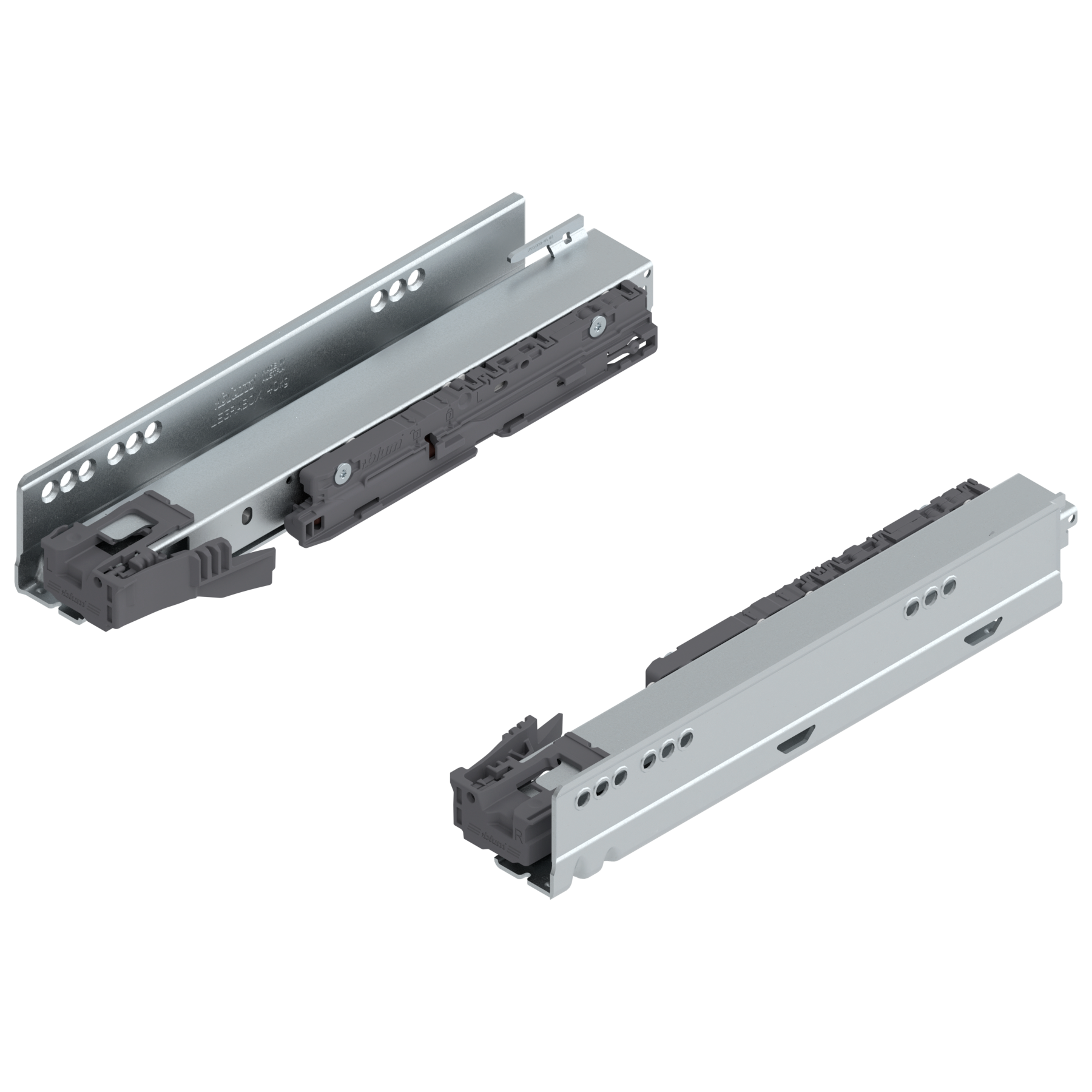 Prowadnica korpusu LEGRABOX z BLUMOTION S, pełny wysuw, 40 kg, dł.=270 mm, lewa/prawa, cynkowana