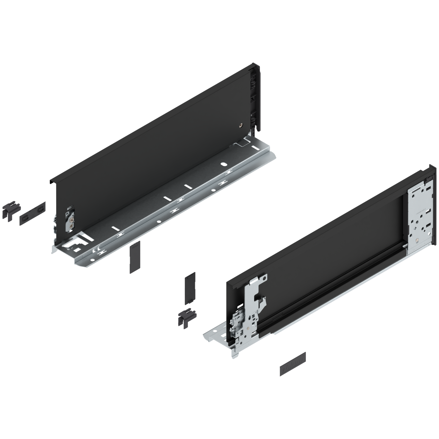 Bok szuflady LEGRABOX (za korpusem), wysokość K (128.5 mm), dł.=400 mm, lewy/prawy, do LEGRABOX pure, czarny mat