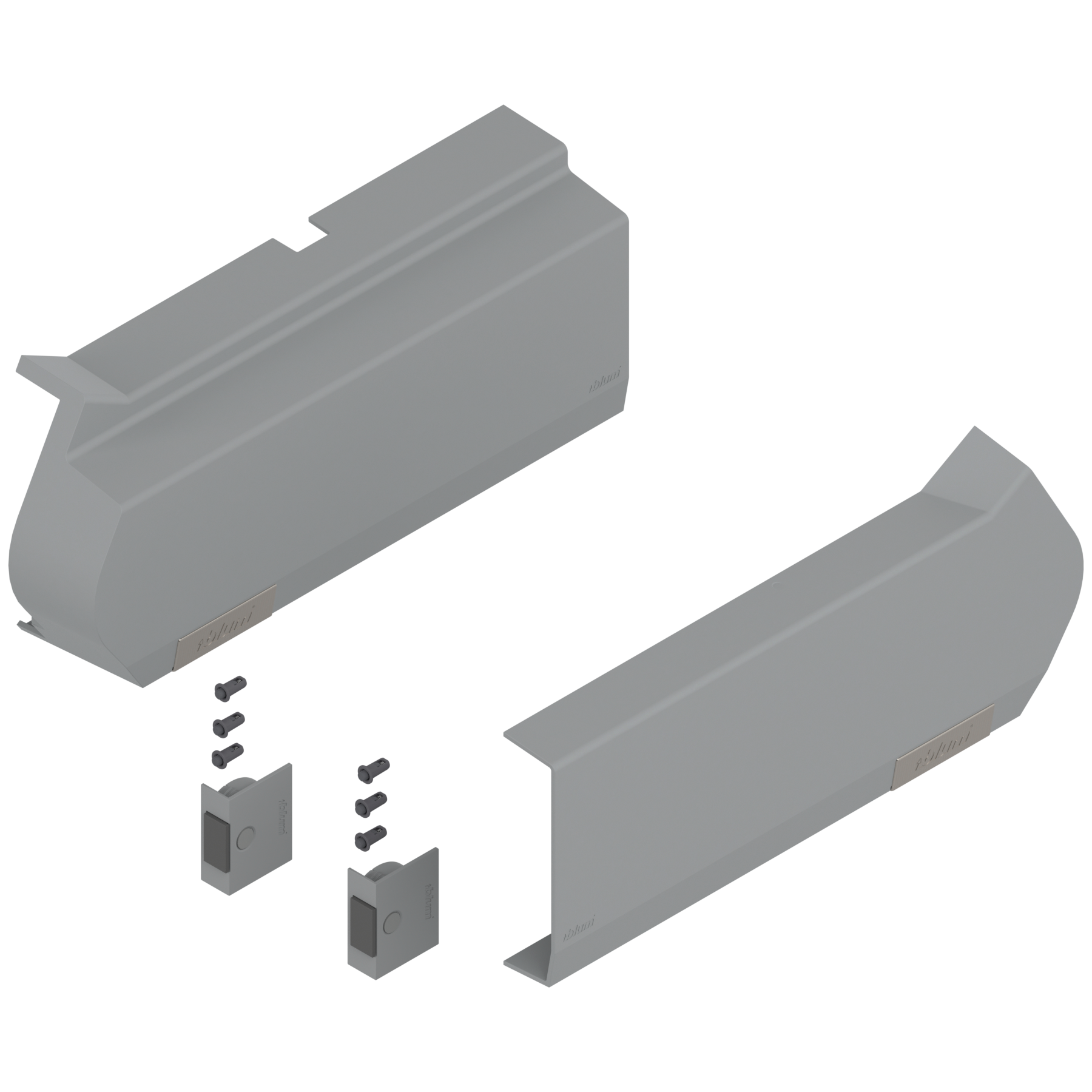 AVENTOS HF do frontów uchylno - składanych, Zaślepka duża (włącznie z Włącznik wpuszczany, w kpl.), lewa/prawa, do SERVO-DRIVE, jasnoszary/inox