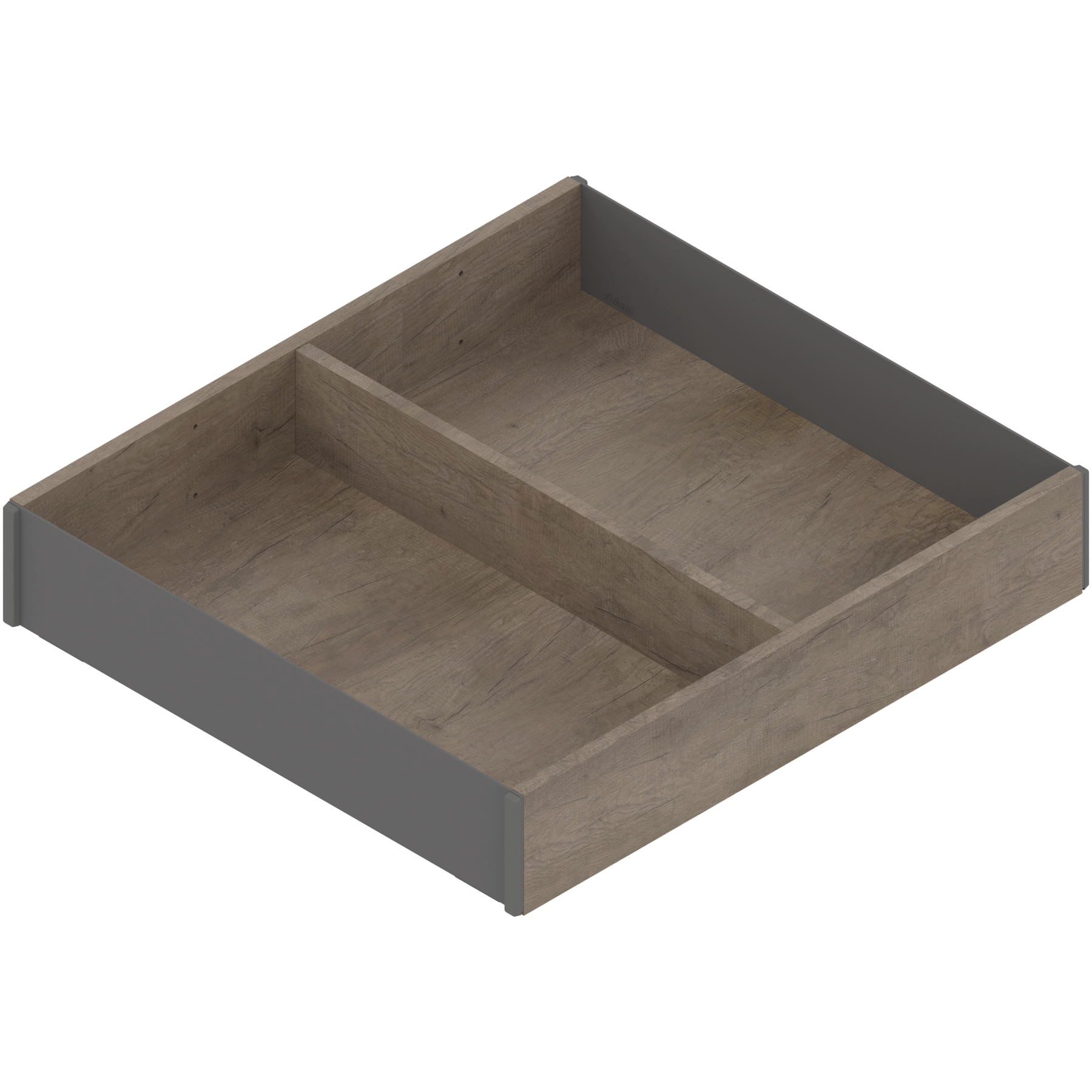 AMBIA-LINE  ramki do szuflady standardowej, do LEGRABOX/MERIVOBOX, w opcji drewnopodobnej, od dł.=270 mm, szerokość=242 mm, Dąb Nebraska/szary