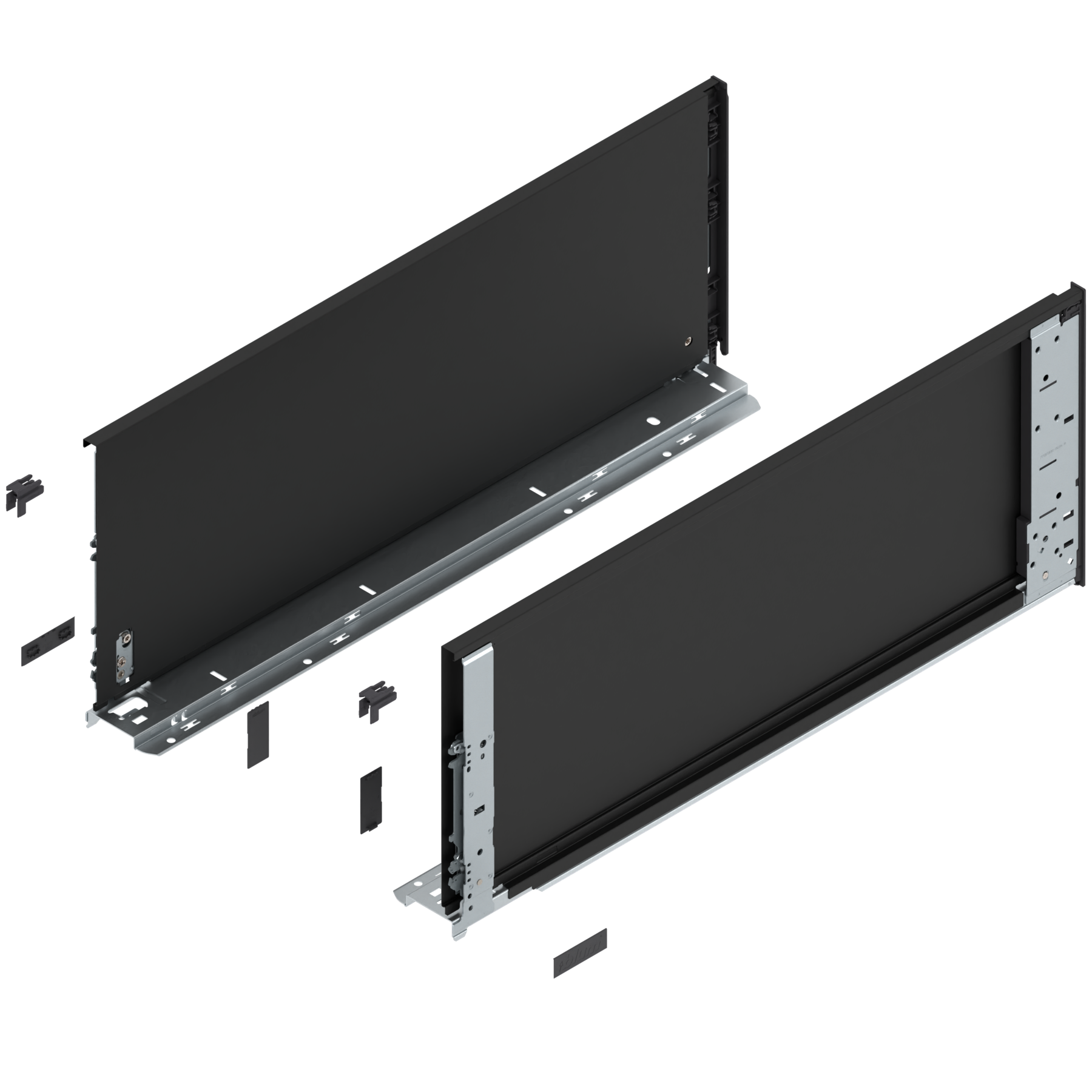 Bok szuflady LEGRABOX (za korpusem), wysokość F (241 mm), dł.=600 mm, lewy/prawy, do LEGRABOX pure, czarny mat