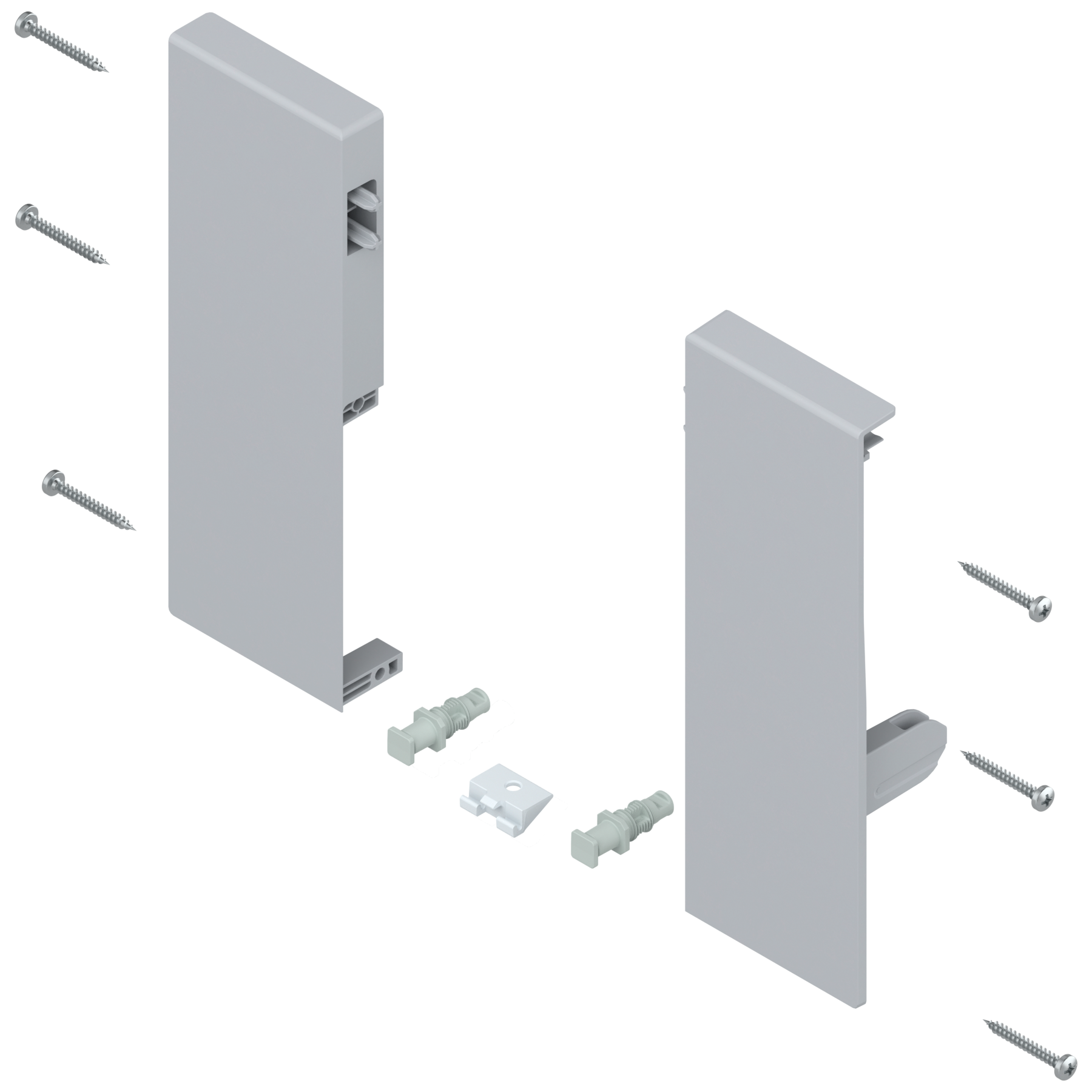 Mocowanie frontu TANDEMBOX , wys. C, do szuflady wewnętrznej z pojedynczym relingiem, lewe/prawe, do TANDEMBOX antaro, jasnoszare