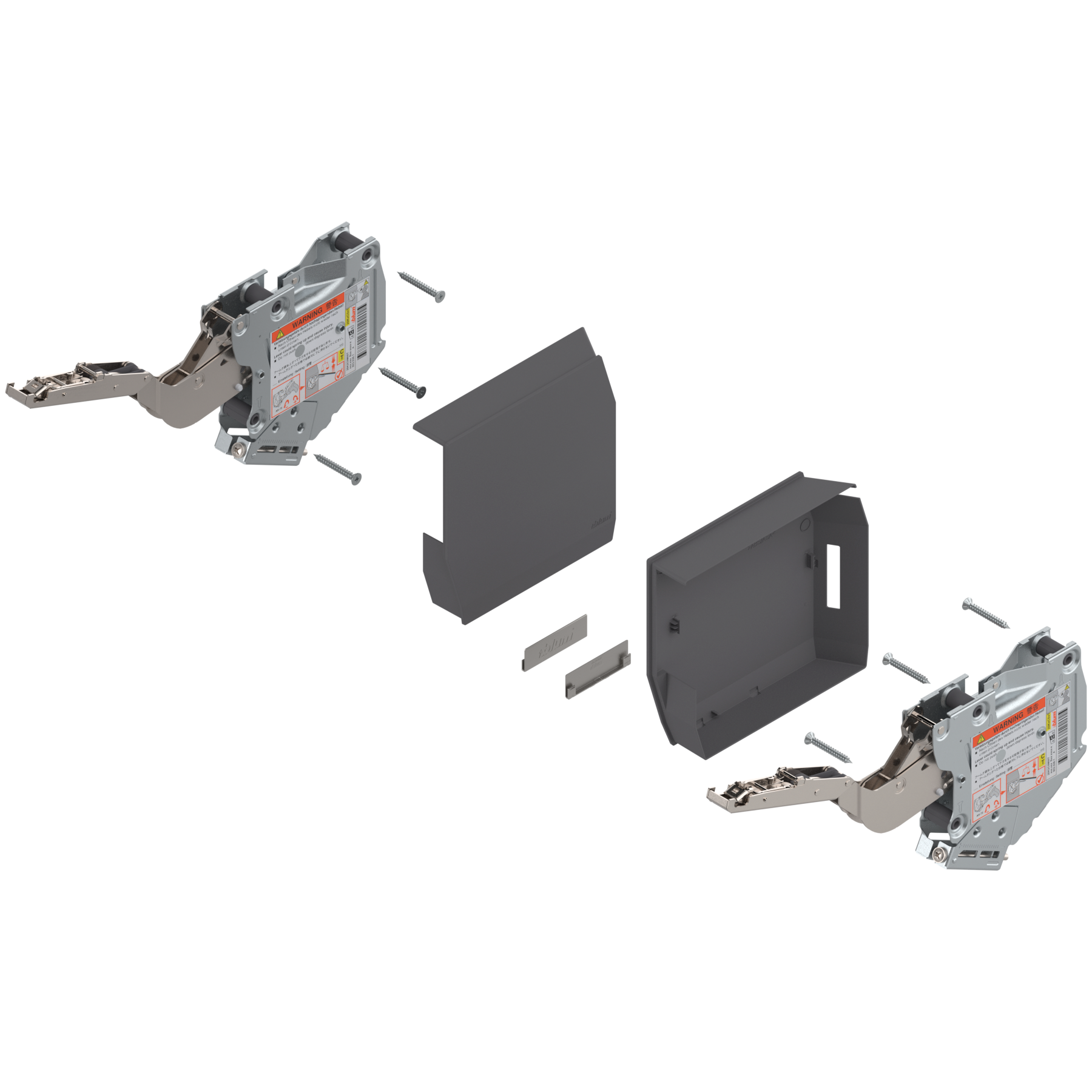 AVENTOS HK-S do małych frontów uchylnych, siłownik (Zestaw), współczynnik mocy=400-1000 przy 2 szt., do TIP-ON, ciemnoszary/inox