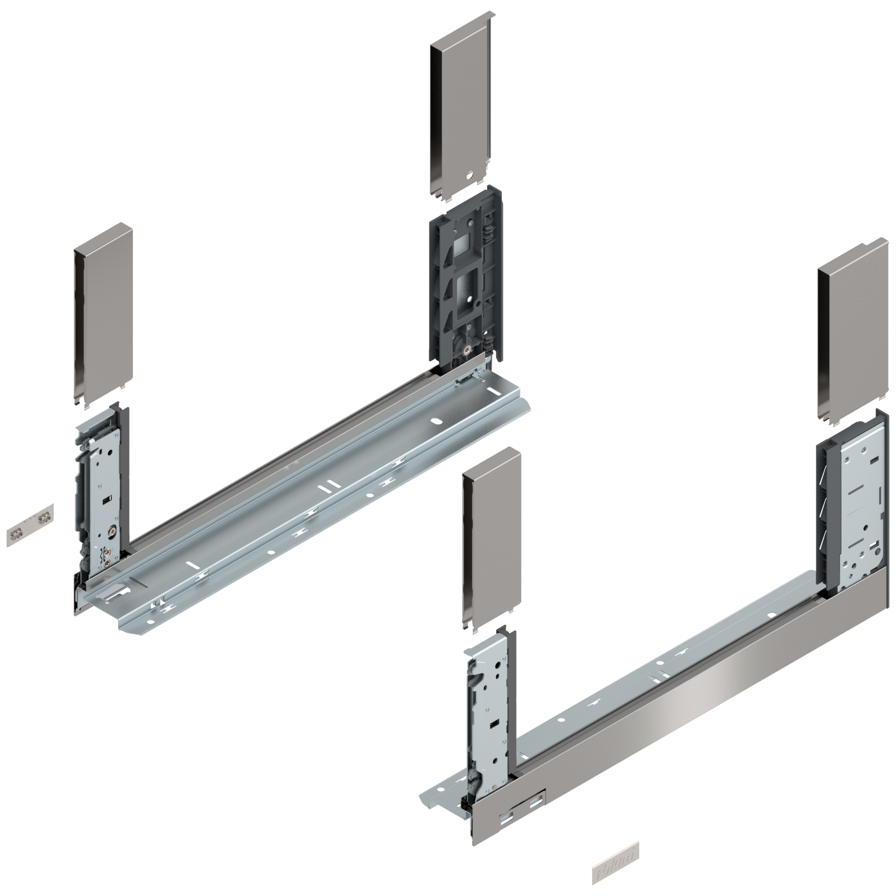 Bok szuflady LEGRABOX, wysokość C (177 mm), dł.=450 mm, lewy/prawy, do LEGRABOX free, inox-szczotk.-lakier.