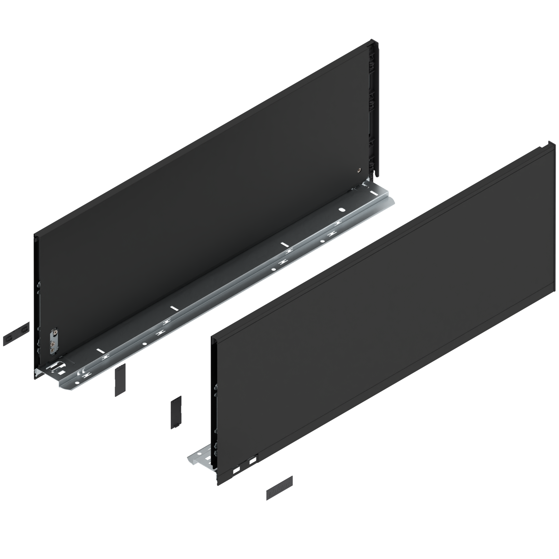 Bok szuflady LEGRABOX, wysokość F (241 mm), dł.=650 mm, lewy/prawy, do LEGRABOX pure, czarny mat