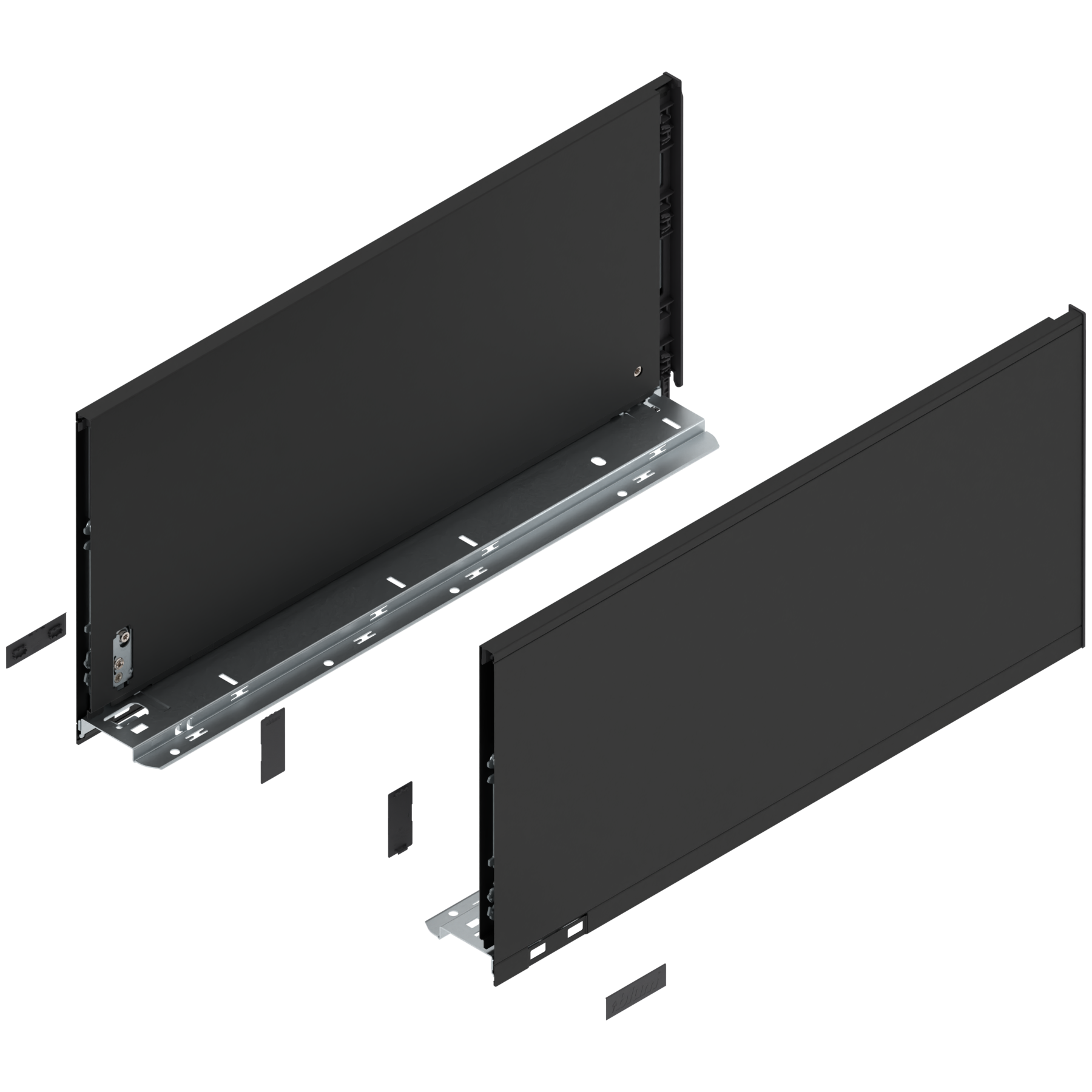 Bok szuflady LEGRABOX, wysokość F (241 mm), dł.=500 mm, lewy/prawy, do LEGRABOX pure, czarny mat