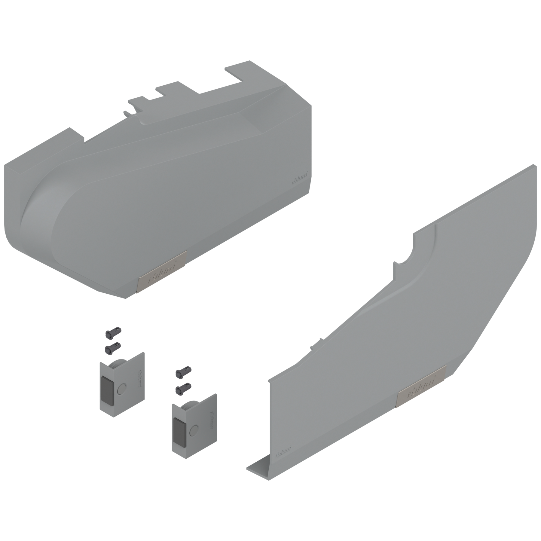 AVENTOS HS do frontów nachodzących, Zaślepka duża, lewa/prawa, do SERVO-DRIVE, jasnoszary/inox