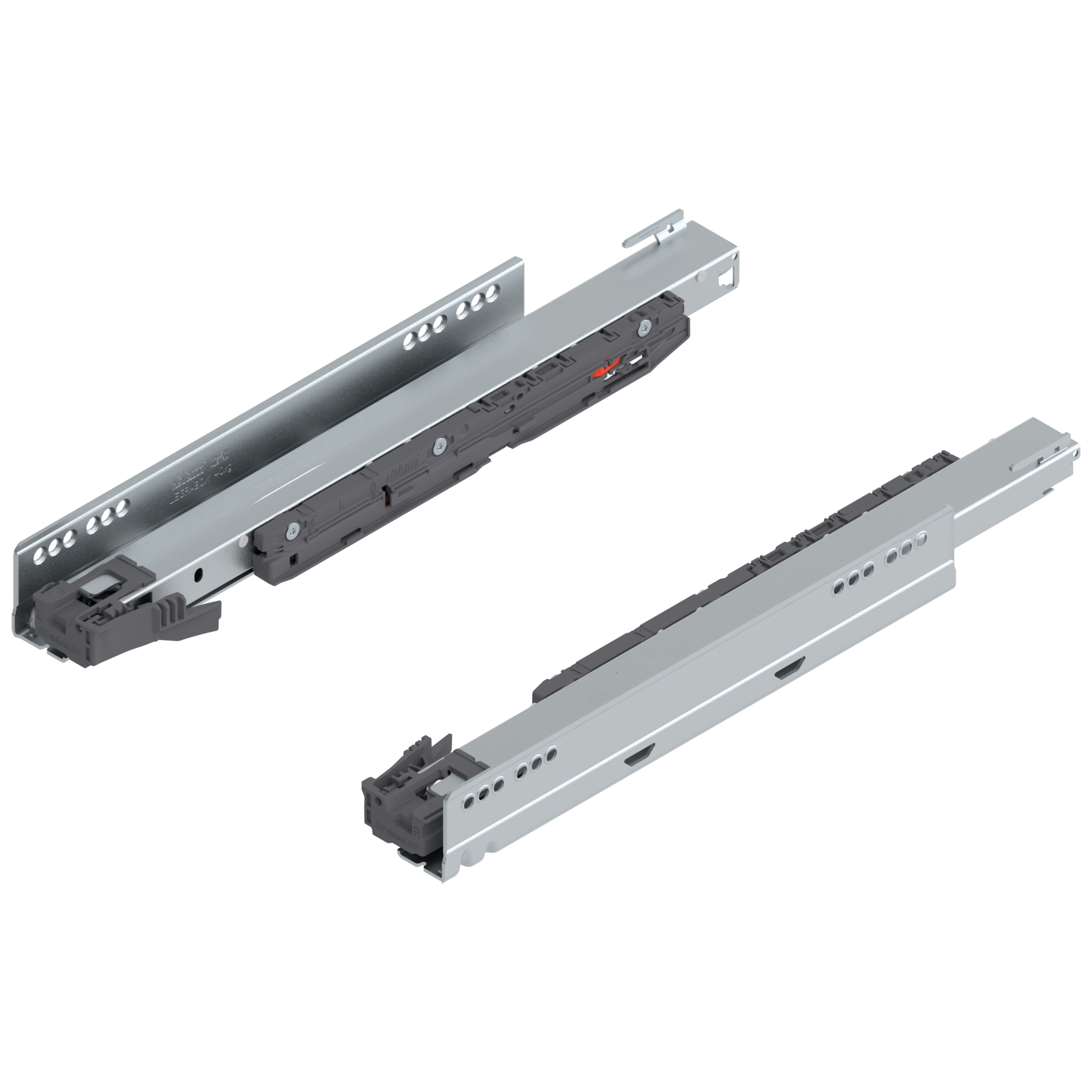 Prowadnica korpusu LEGRABOX z BLUMOTION S, pełny wysuw, 40 kg, dł.=400 mm, lewa/prawa, cynkowana