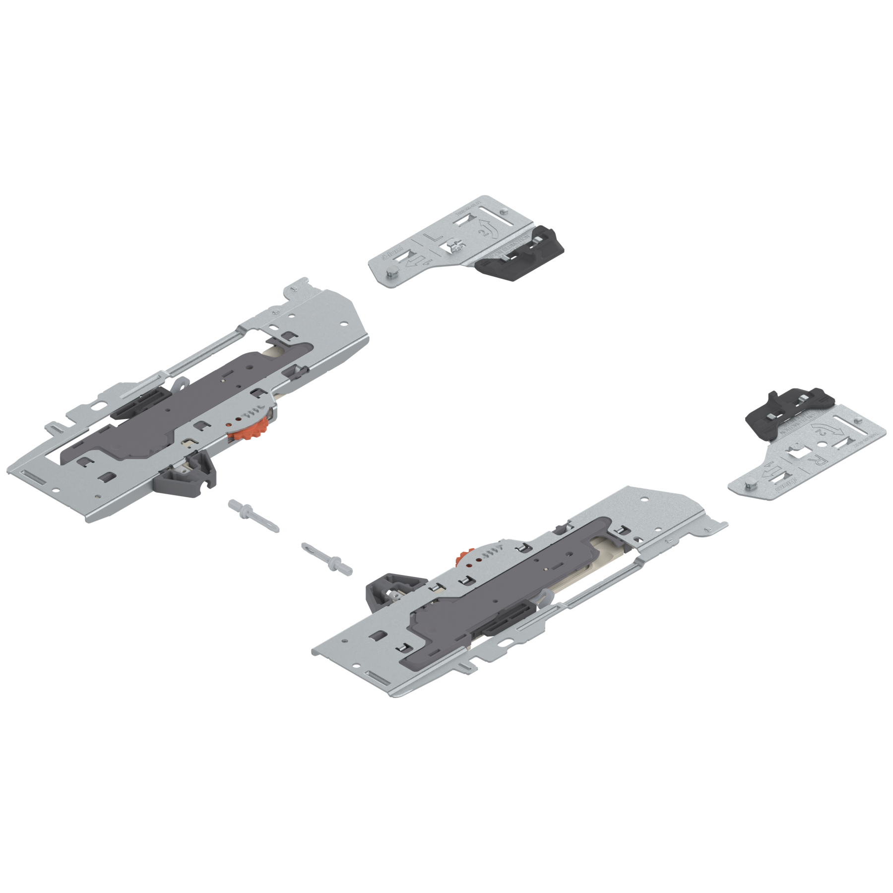  Zestaw (Jednostka TIP-ON BLUMOTION + Zabierak + Adapter), do TANDEMBOX, Typ S0, dł. NL=270-349 mm, Całkowita waga szuflady=0-10 kg, prawy+lewy, Biała