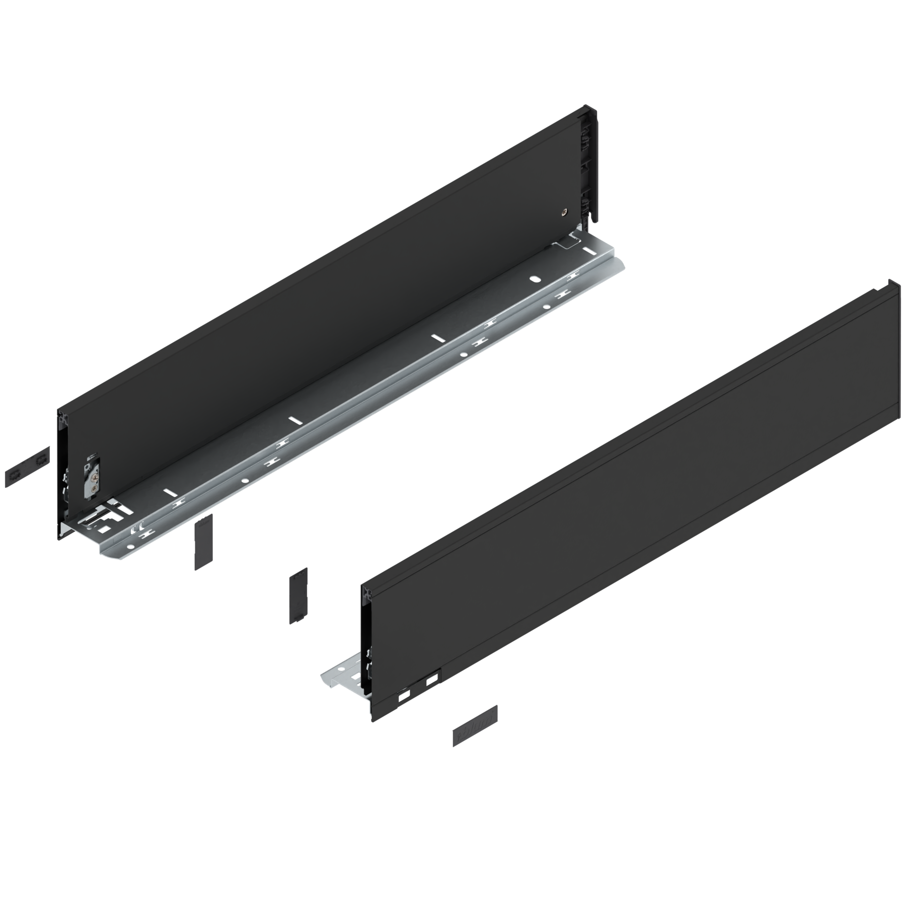 Bok szuflady LEGRABOX, wysokość K (128.5 mm), dł.=600 mm, lewy/prawy, do LEGRABOX pure, czarny mat