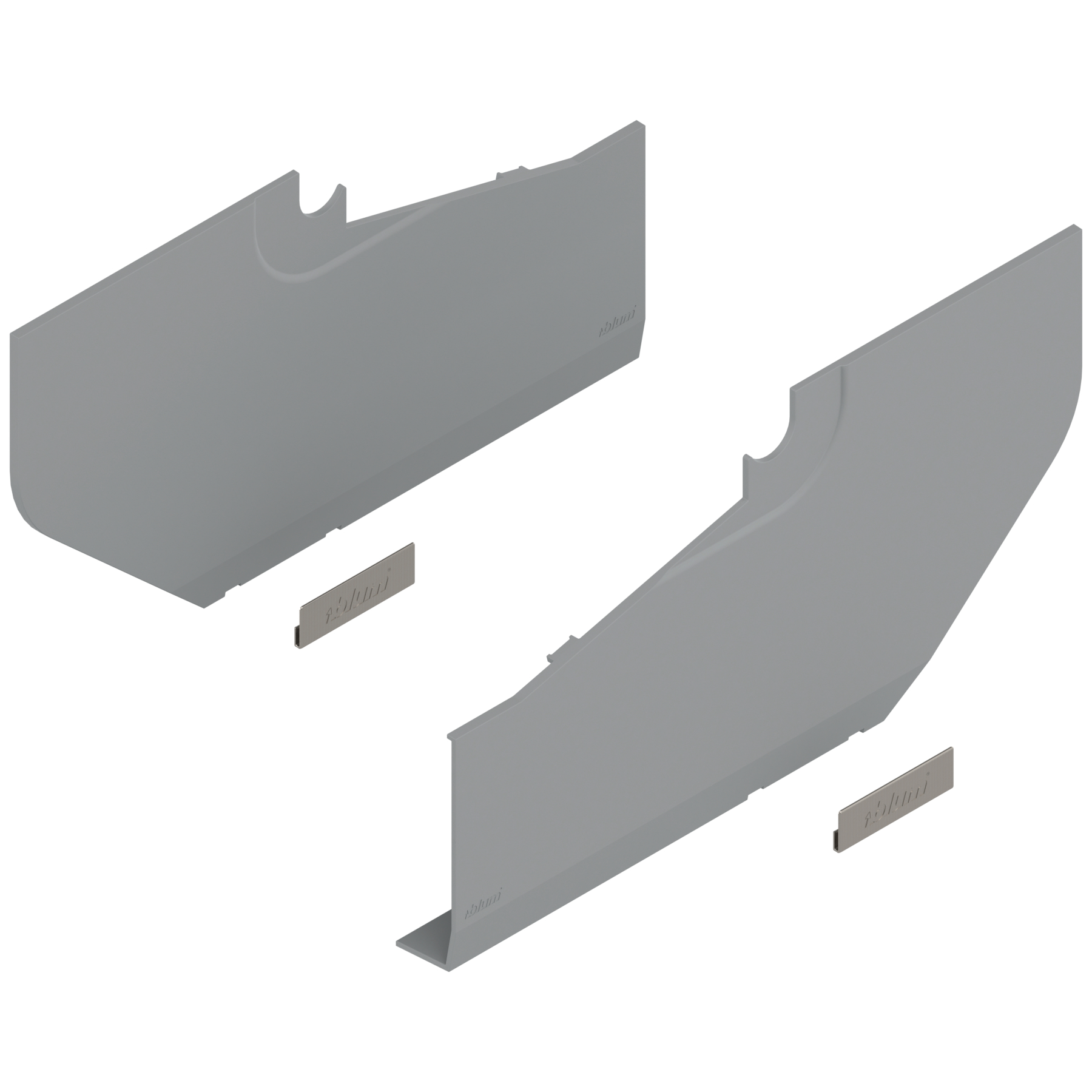 AVENTOS HS do frontów nachodzących, Zaślepka duża, lewa/prawa, jasnoszary/inox