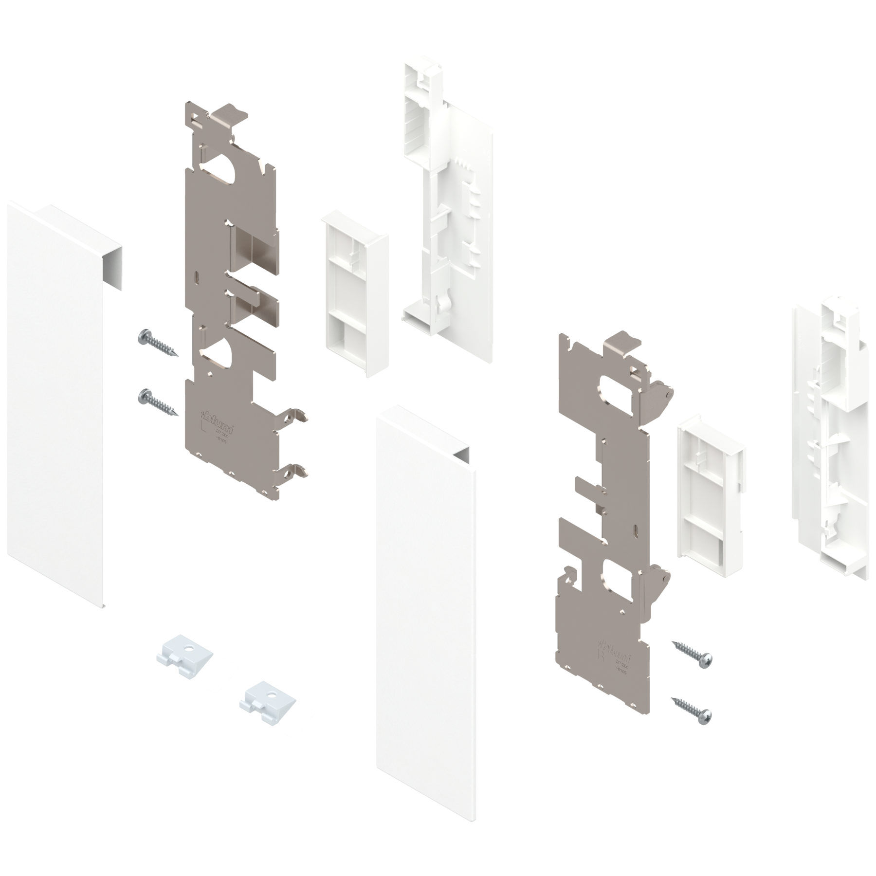 Mocowanie frontu LEGRABOX , wys. C, do szuflady wewnętrznej z elementami dekoracyjnymi, lewe/prawe, do LEGRABOX pure, jedwabiście biały mat