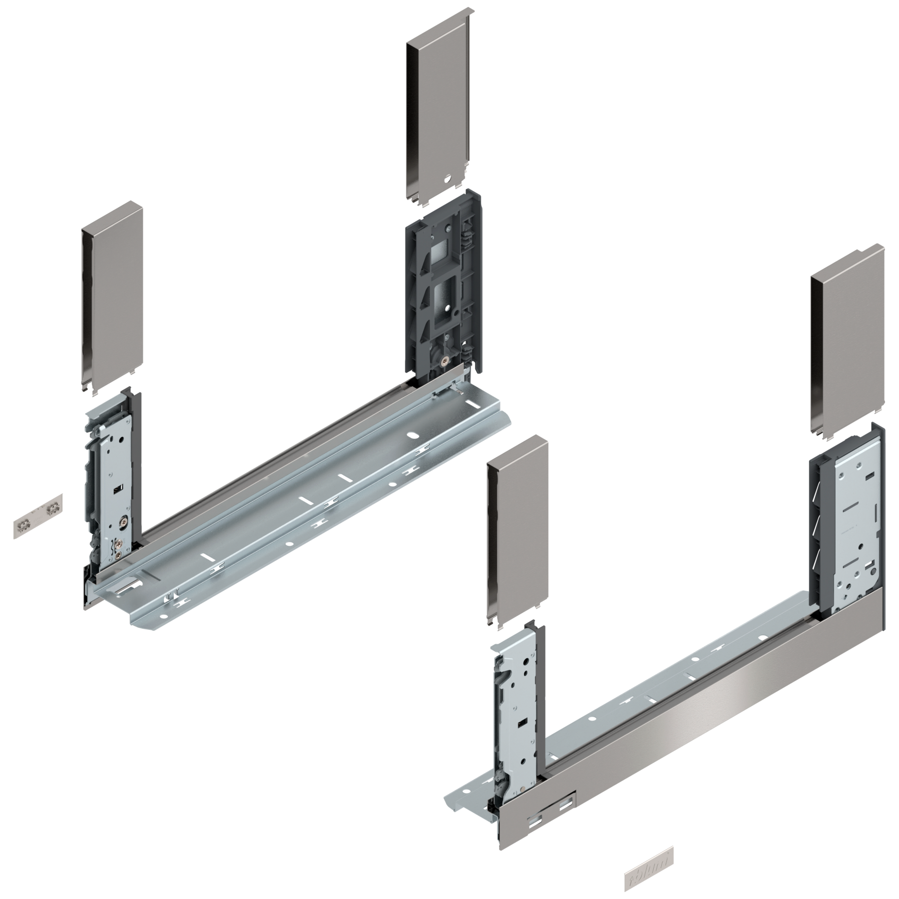Bok szuflady LEGRABOX, wysokość C (177 mm), dł.=400 mm, lewy/prawy, do LEGRABOX free, inox-szczotk.-lakier.